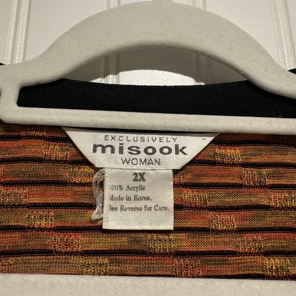 Exclusively Misook Orange Black Classic Knit Cardigan Single Button Plus Size 2X - Picture 4 of 5